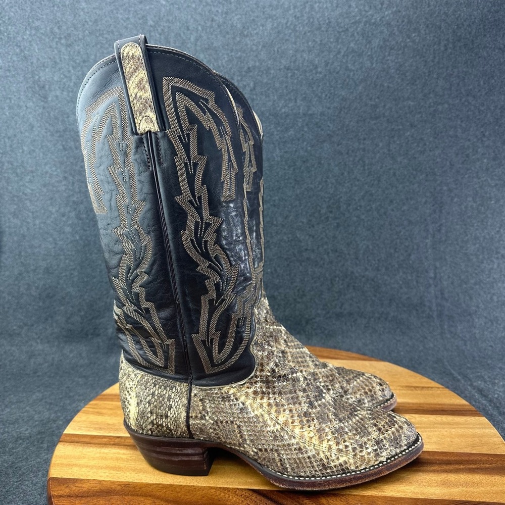 J. Chisholm Diamond Back Rattlesnake Cowboy Boots Mens Sz 7.5D 991R USA